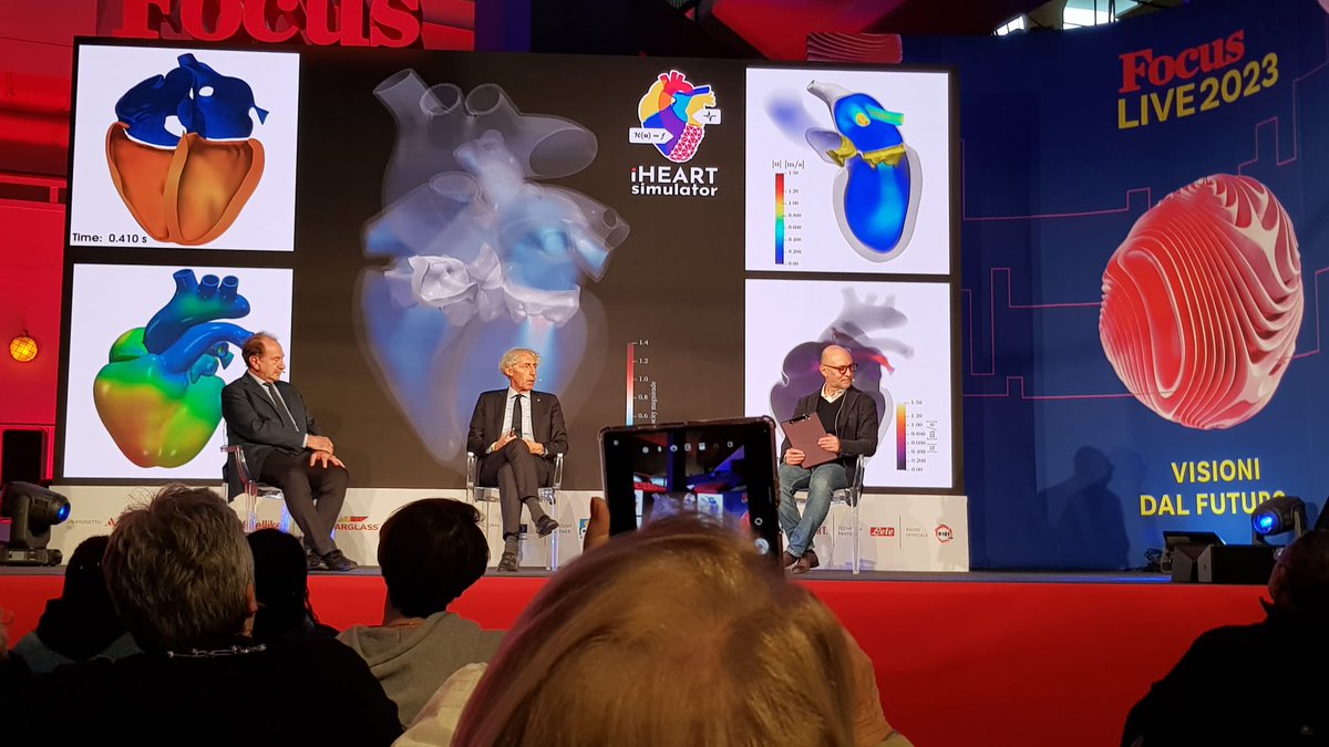 @AlfioQuarteroni was interviewed during the event #FocusLive 'visions from the future', with cardiologist Gianfranco Parati, about the challenges of computational cardiology and how the iHEART Simulator addresses them. @Focus_it #ComputationalCardiology #AppliedMath