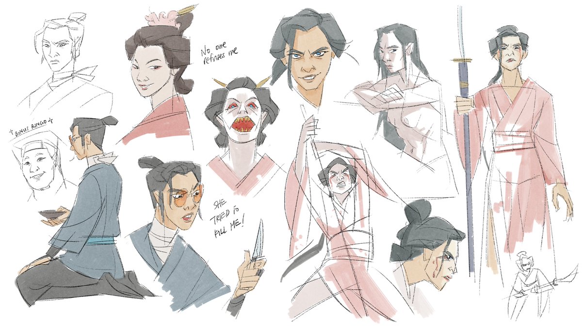 vickychendraws's tweet photo. trying to pace myself with this show (watched 4-5 today), but i already know i'm gonna re-watch it 🧎 

#blueeyesamurai #fanart #doodles #sketch #mizu #akemi #ringo https://t.co/yDDIvq2h2O