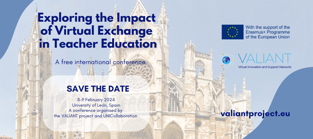 ValiantProject's tweet photo. The abstracts of the three plenary speakers at our @ValiantProject / UNICollaboration conference on the theme of “Exploring the impact of Virtual Exchange on Teacher Education” are now online: https://t.co/RafsT7fxll The full programme will be published this week. https://t.co/P79kYPAeG1