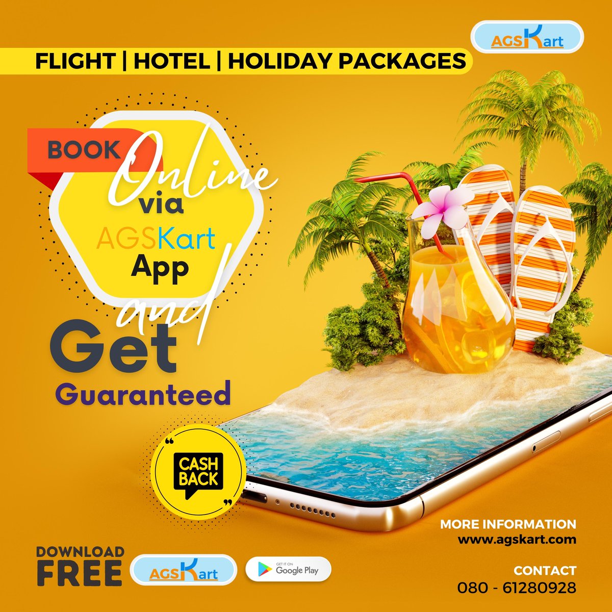 Agskart's tweet photo. "Book flight tickets, hotels, and holiday packages. online via AGSKart App and Get Guaranteed Cashback. #bookflighttickets #bookhotel #bookholidaypackage #online #via #getcashback #cashback #guaranteed #getguaranteedcashback #hotel #hotels #holidays #holidaypackages #packages https://t.co/ZuDT4SN6RM