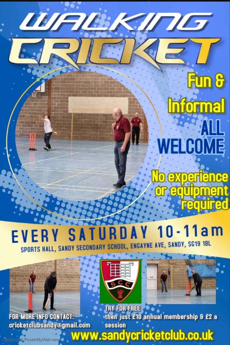 This Saturday. Contact sandycricketclub.co.uk for more information.