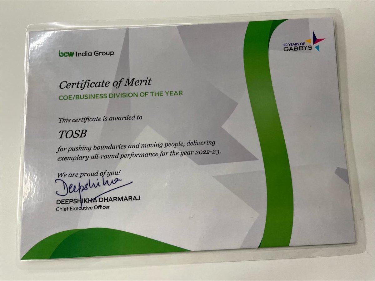 We are grateful to receive the "Business Division of the Year" accolade at #Gabbys2023, presented by @GenesisBCW . This recognition is a reflection of the relentless commitment and brilliance of all our team members. Heres to #TeamTOSB #TOSB