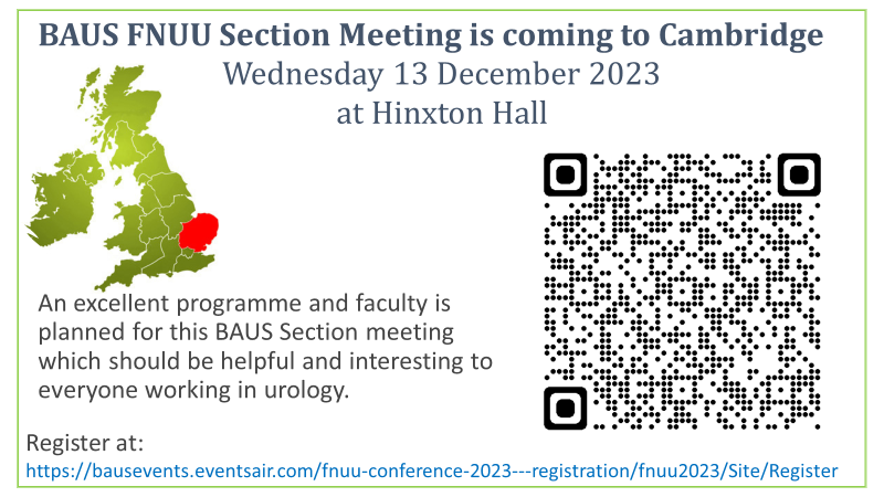 📢📢📢 CALLING EAST OF ENGLAND UROLOGICAL COLLEAGUES The BAUS Section of FNUU Meeting is coming to Cambridge! Weds 13 December at Hinxton Hall See the programme here: ow.ly/XRaL50Q42vT Register here: ow.ly/Z7nv50Q42vU @sonnyurol @kujawa_magda @BSoT_UK