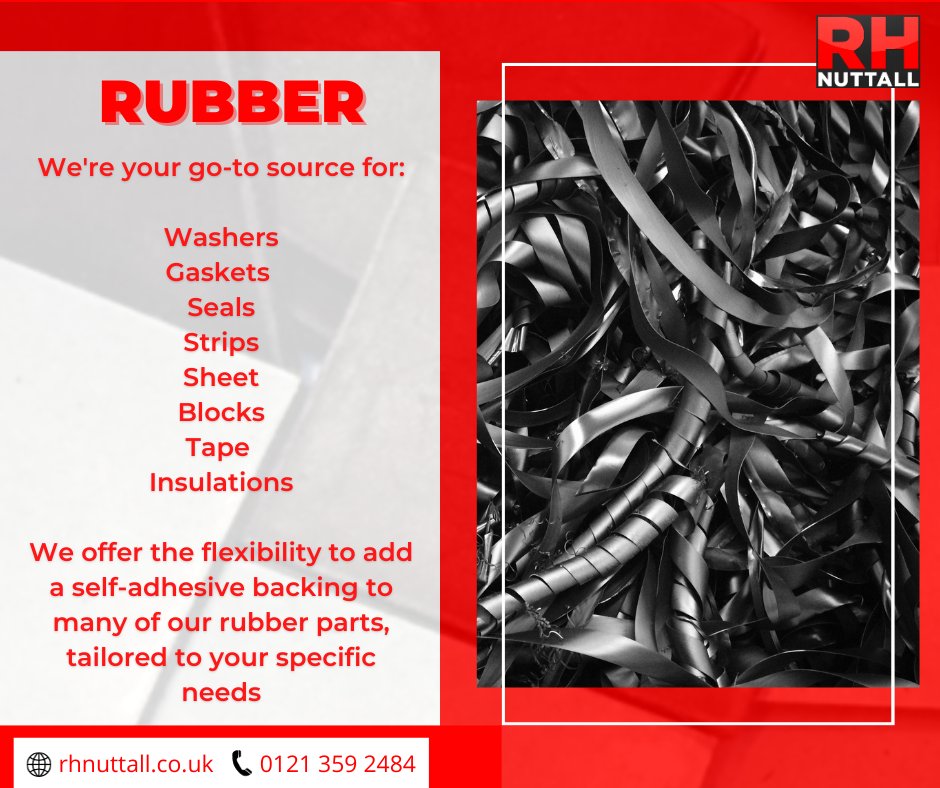 RH_Nuttall's tweet image. We&apos;re your go-to source for rubber washers, gaskets, seals, strips, sheets, blocks, tape, and insulation – all in various rubber types 👍 

Visit our website to learn more

rhnuttall.co.uk/materials/rubb…

#Rubber #RubberSolutions