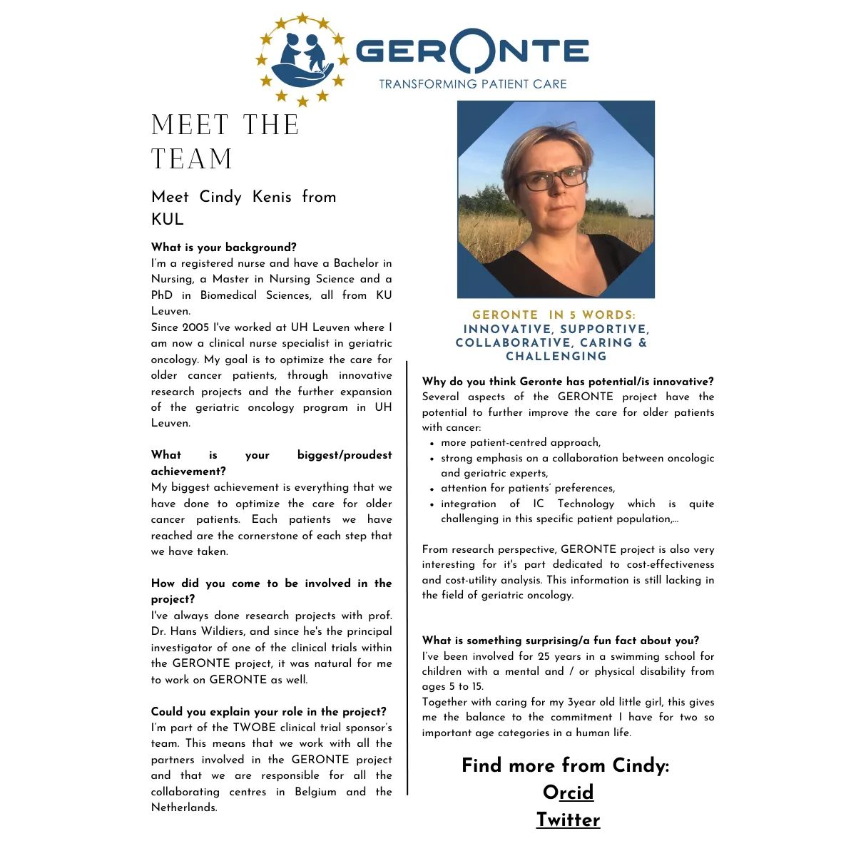 #Nurses are an #integral part of the Geronte #project, which is why we're very lucky to work with Cindy, the subject of our fifth #meet the #team installment!