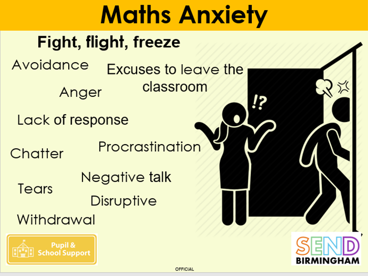 A2Education's tweet photo. How many of us can recognise a child or young person who exhibits reactions such as these when encountering maths?
Parents/carers with Maths Anxiety can experience similar emotions, and we need to consider the impact that this will have on the learner. https://t.co/yzbwulcZ2s