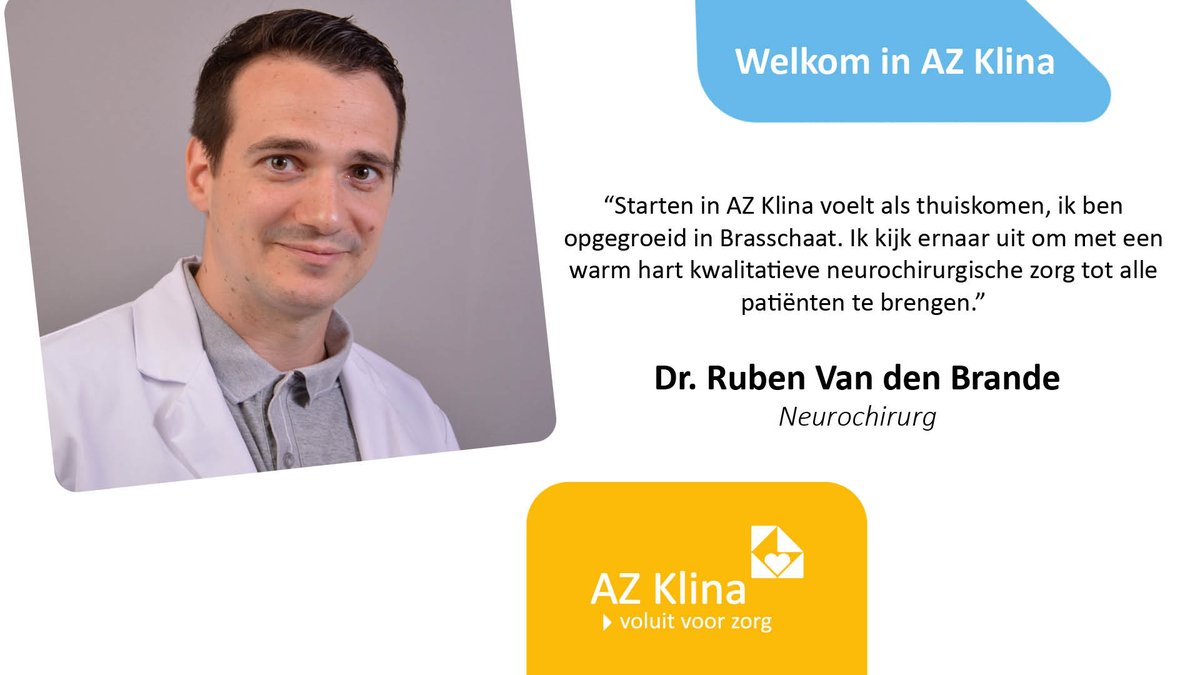 Wij zijn blij om dr. Ruben Van den Brande te mogen verwelkomen als nieuwe neurochirurg in ons ziekenhuis. Veel succes! #voluitvoorzorg