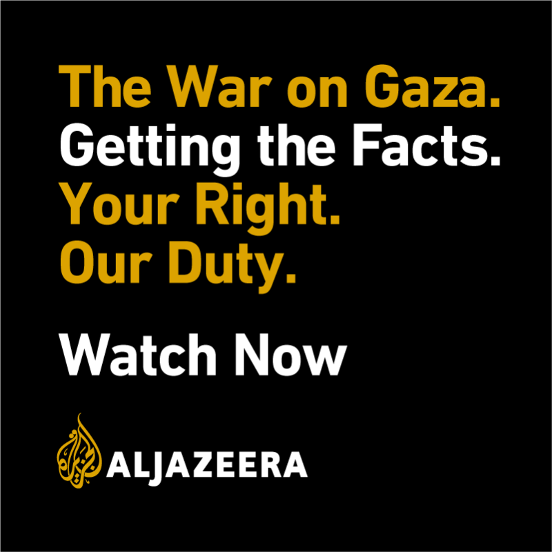 AJEnglish's tweet photo. Watch Al Jazeera live coverage of the War on Gaza on our website livestream. #GettingTheFacts #YourRightOurDuty