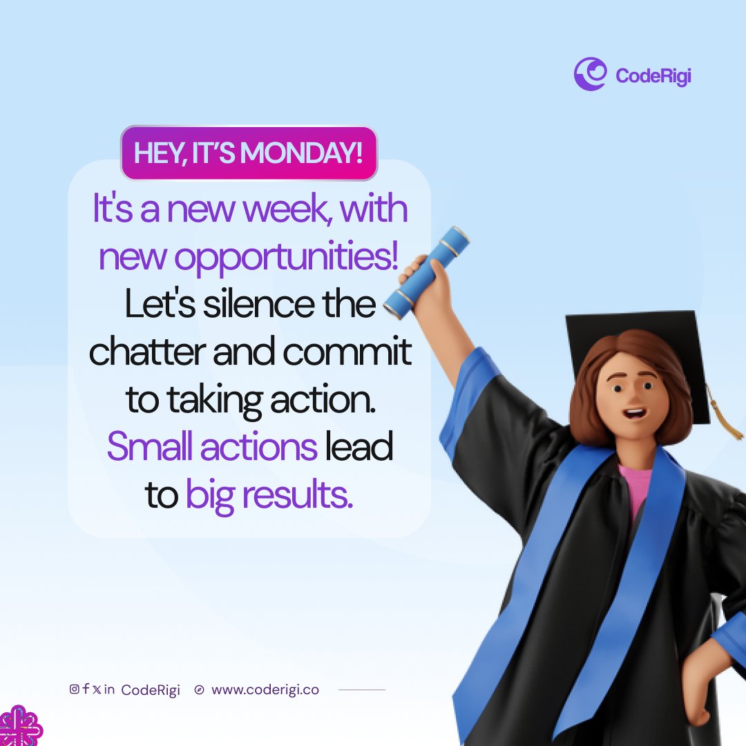 coderigi_'s tweet image. Small Talks, More Action💪
#MondayMotivation #NewWeekNewGoals
#Coderigi
#SoftwareDevelopment.