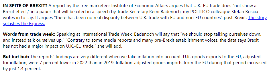 Minor note perhaps, but the IEA ceased to be a free market think tank when it backed high trade barriers with Europe. Bonkers theories about the EU being anti-free-trade just made that worse.