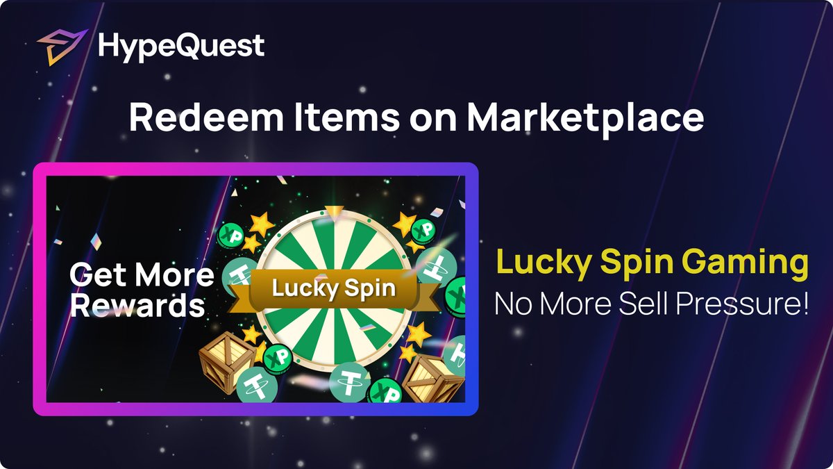 Utilize XP to redeem items on project marketplaces or try your luck with Lucky Spin Gaming💰

#Hypequest helps projects to say goodye to sell pressure!🚀