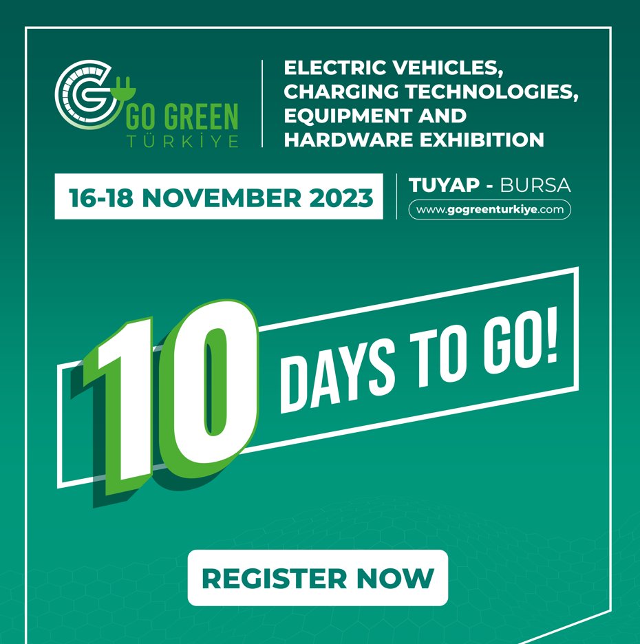 Son 10 gün! Go Green Türkiye 16 Kasım'da kapılarını açıyor.
Elektrikli araç dünyasının son teknolojileri Go Green Türkiye’de vitrine çıkıyor! Şimdi ücretsiz kayıt olun, elektrikli araç sektörünü Go Green Türkiye'de keşfedin.
l24.im/gzP7QR

#gogreentürkiye