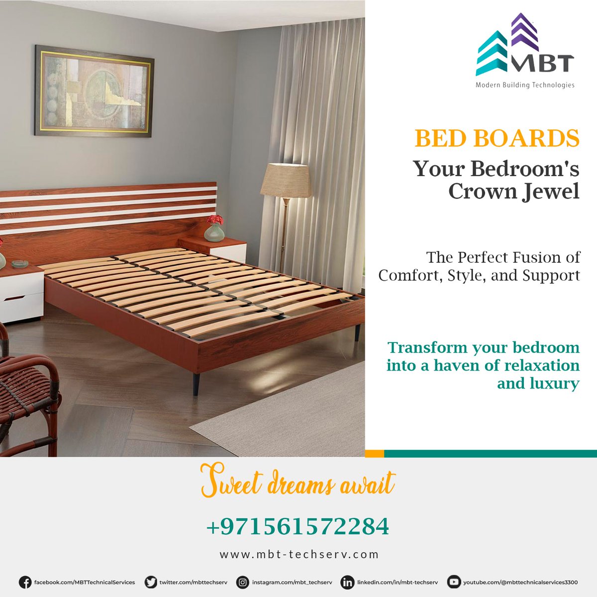 mbttechserv's tweet photo. 🛌 Introducing the Ultimate Bed Upgrade! 
Revamp your sleep sanctuary with MBT's all-new Bedboards!  

🔍 Find out more here: https://t.co/zXLM0MVWup
📱 WhatsApp: +971502323001
📞 Call: +971561572284
📧 Email: info@mbt-techserv.com

#mbt #bedboards #bedupgrade https://t.co/43dQH6whLw