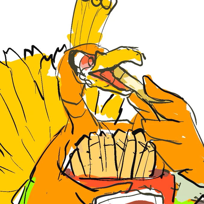 いっぱい食べるホウオウが描きたい