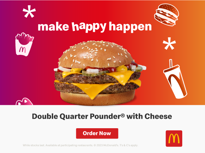 jacarandafm's tweet photo. You could R2 500 in cash and double your winnings if you buy a @McDonalds_SA Double Quarter Pounder with Cheese meal! 

Get to https://t.co/Vasn1Dvaod to find out how you can #MakeHappyHappen this festive season with McDonald's. 

Ts and Cs apply. https://t.co/bhaoZ4HMqs