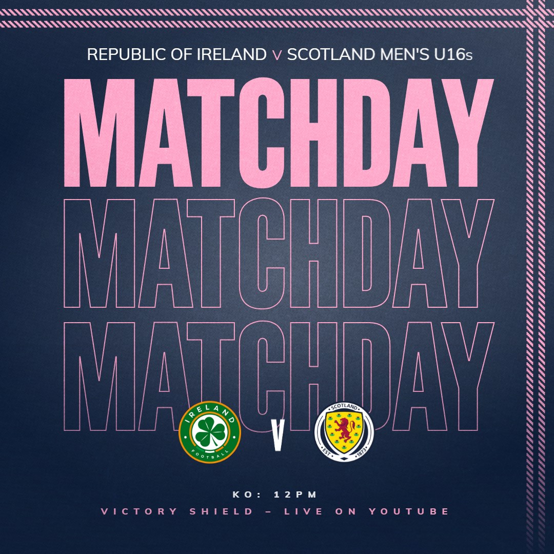 #SCO16s | It's matchday one of the 2023 Victory Shield for our Men's Under-16s.

🆚 Republic of Ireland v Scotland
🏆 Victory Shield
⏰ 12pm
📍Ruthin Town FC
📺 Scotland National Team YouTube
➡️ Preview: scotfa.co/vicshield23

#YoungTeam