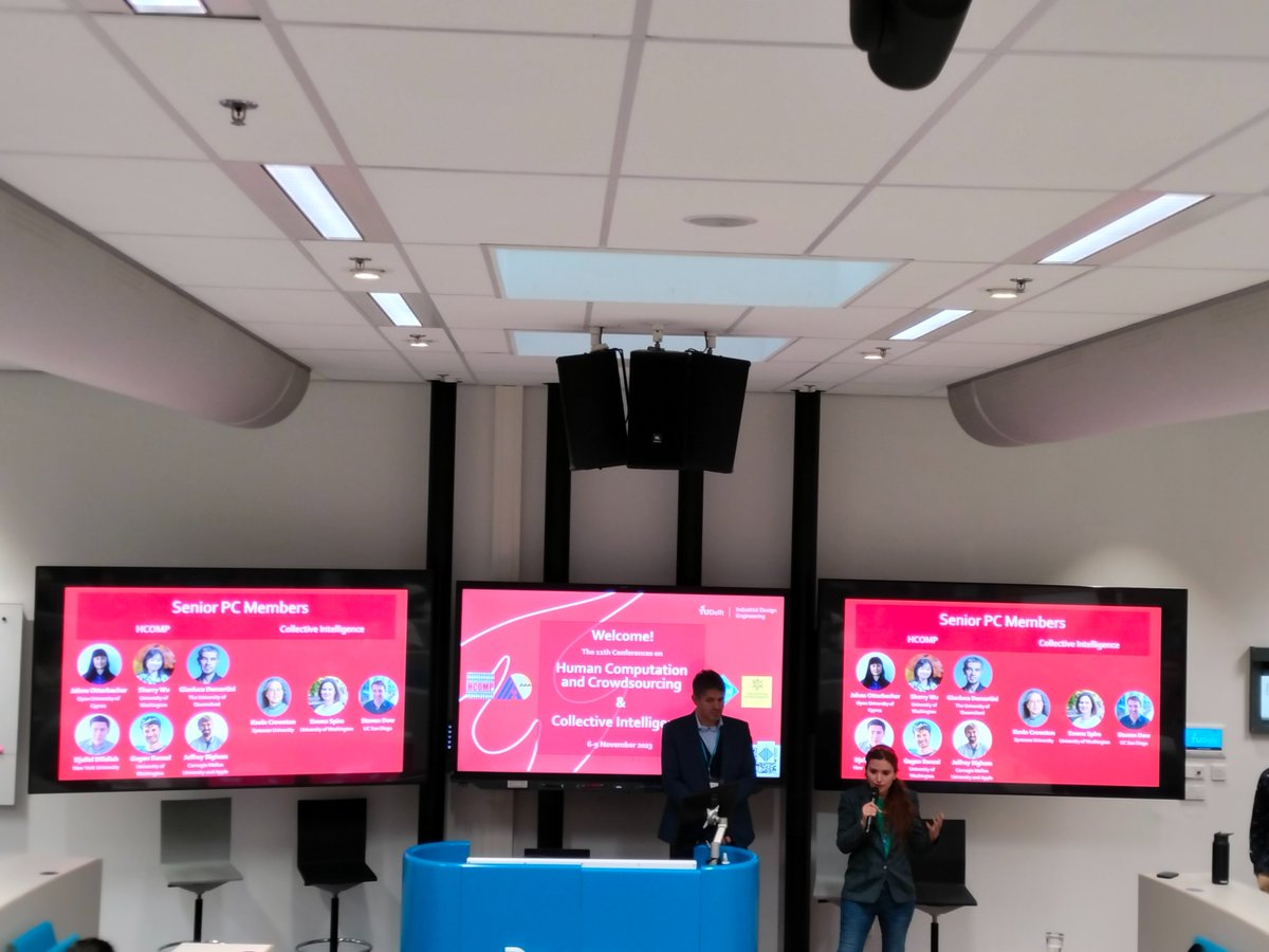 hcomp_conf's tweet image. 🌟 Exciting start to #HCOMP2023! Opening Remarks by - @msbernst, @aleboz, and @saiphcit  #HCOMP #CI2023 #TUDelft