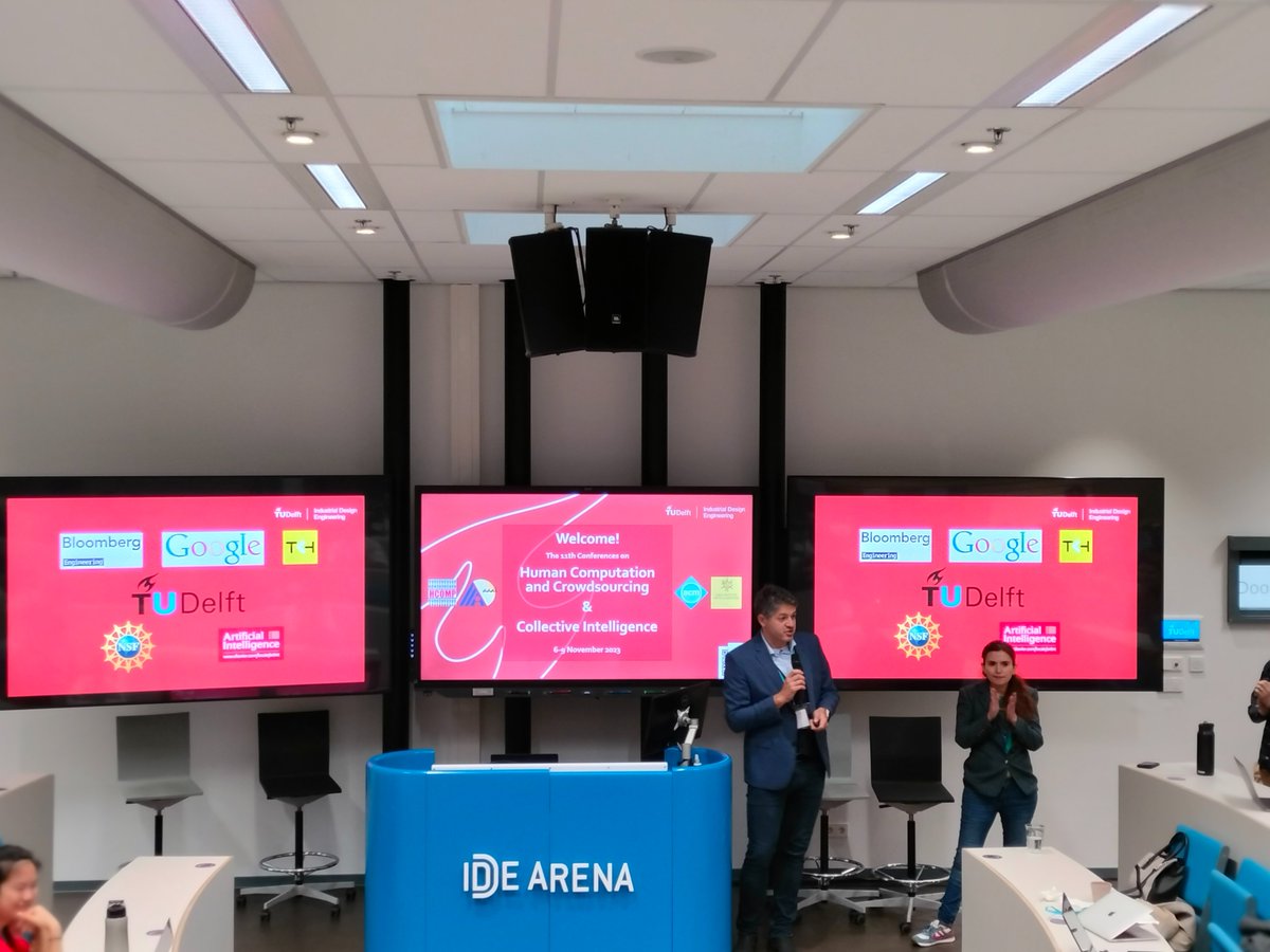 hcomp_conf's tweet image. 🌟 Exciting start to #HCOMP2023! Opening Remarks by - @msbernst, @aleboz, and @saiphcit  #HCOMP #CI2023 #TUDelft