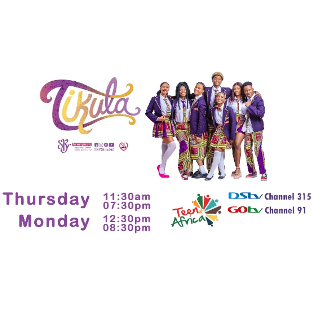 teenafricatv's tweet photo. "TIKULA" is a coming-of-age drama series about East African teenagers' experiences,showing now on DSTV channel 315 and GOTV 91 Teen Africa TV.
Catch up every Thursday at 11:30 a.m. and 07:30 p.m., Monday at 12:30 p.m. and 8:30 p.m.
Stay Tuned!
#teenafricatv #dstv315 #gotv91. https://t.co/cuOLblMxk1