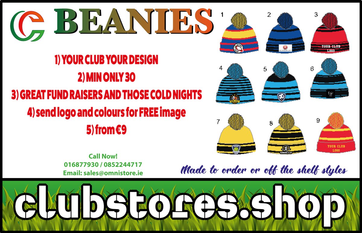 SPECIAL DESIGN YOUR OWN BEANIE
Time running out for Christmas
send logo  and colour to SALES@OMNISTORE.IE for FREE IMAGE