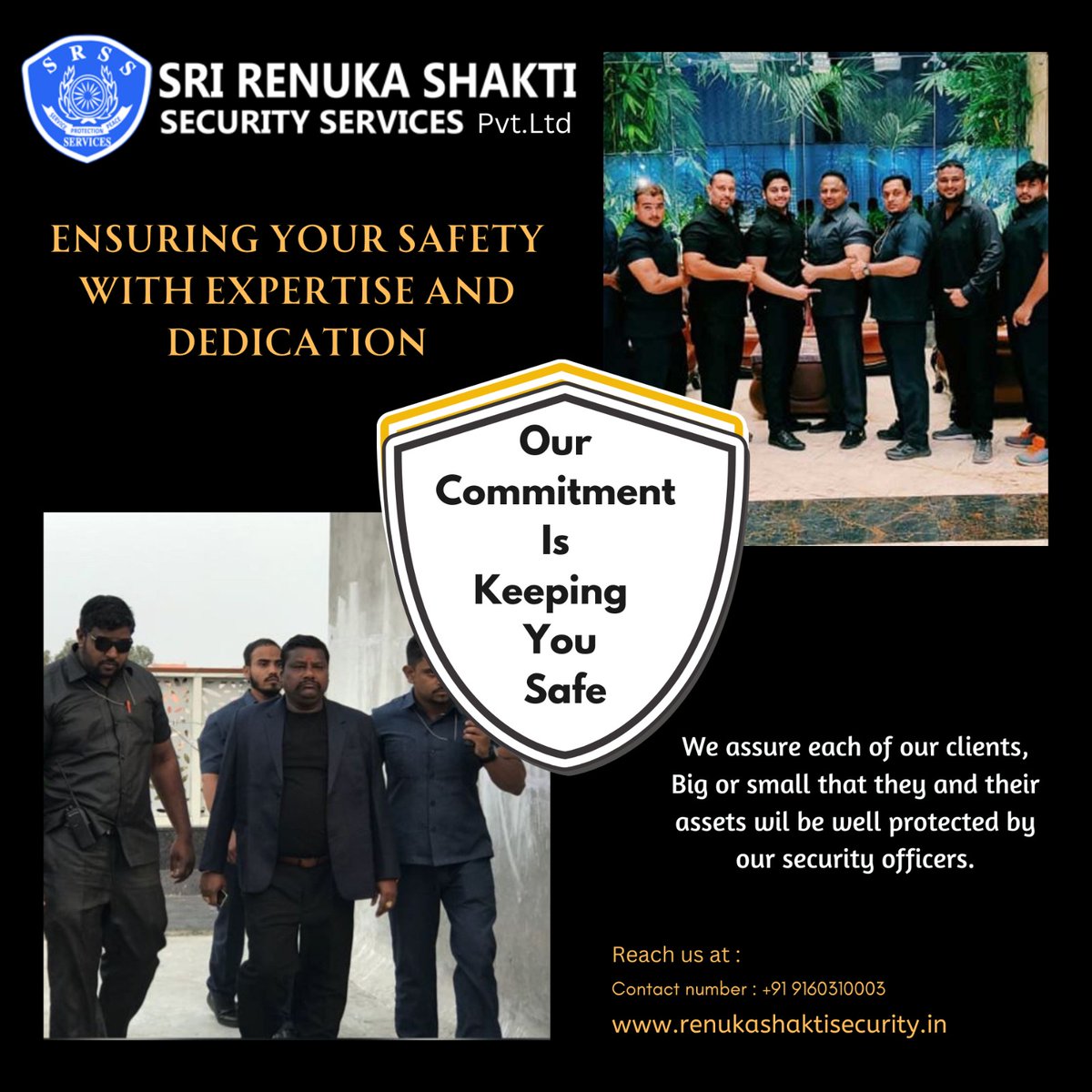 🛡️ Your Safety, Our Expertise! 🌟

At Sri Renuka Shakti Security Services, we don't compromise when it comes to your security. Here's what sets us apart
#SecurityServices #ExpertiseInSafety #DedicationToProtection #YourSafetyMatters #PeaceOfMind #SafeguardingYou #findapro