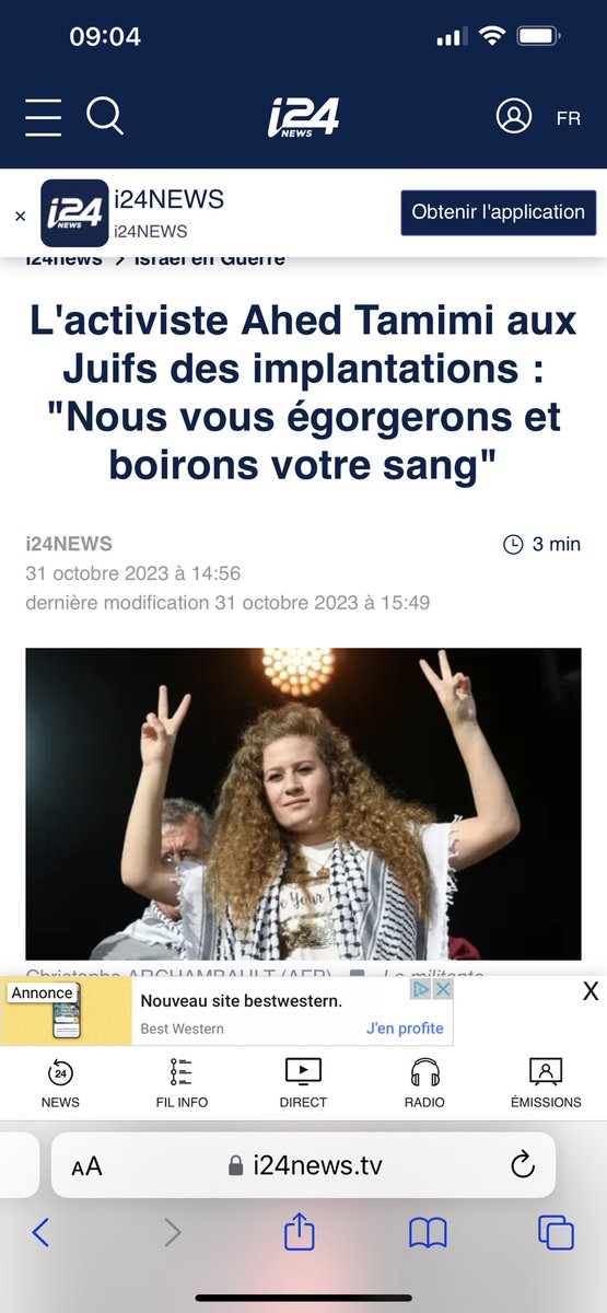 KasprzykRemi's tweet photo. #AhedTamimi a été arrêté ce matin suite à sa déclaration: « Nous vous égorgerons et vous direz que ce que Hitler vous a fait était une plaisanterie. Nous boirons votre sang et mangerons vos crânes. Allez, on vous attend »

Et devinez qui est amie avec Ahed Tamimi? 

Poke @Clem_Autain