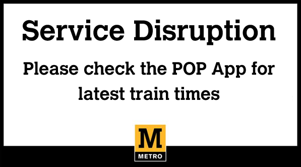My_Metro's tweet image. Due to low rail adhesion and an earlier trespasser, there are delays of up to 20mins or more on services system wide towards. We are working to resolve the issue and will resume timetable as soon as possible.