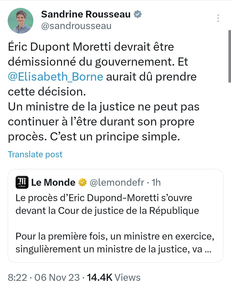 RetourSardine's tweet image. Je devrais être démissionnée de l'@AssembleeNat. Et @EELV aurait dû prendre cette décision.
Un.e député.e ne peut pas continuer à l’être durant son propre procès pour fausse adresse. C’est un principe simple
J'adore faire la leçon et pas l'appliquer. Je suis #sadique, pas #maso
