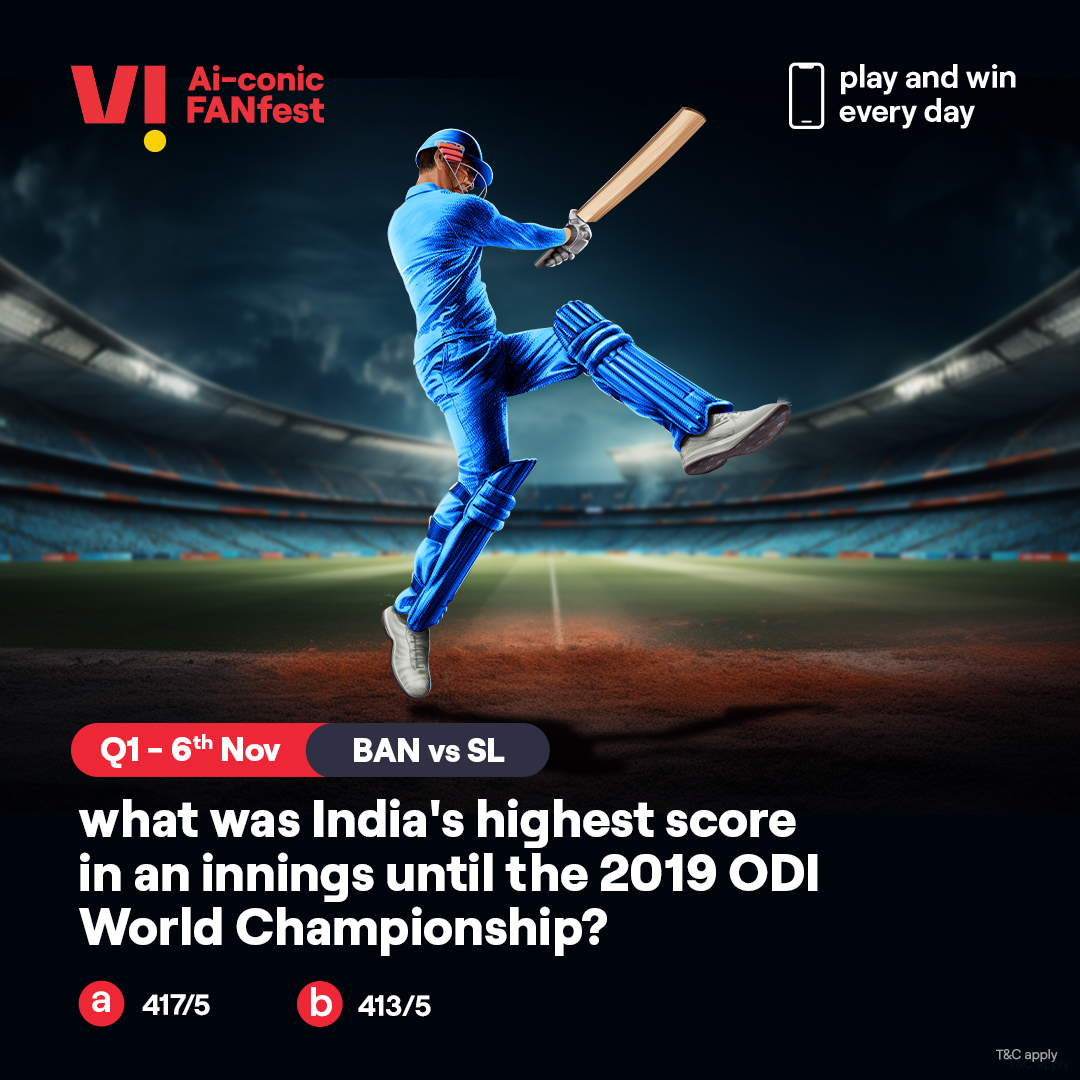 Their game has started, and so has yours. Share the right answer to all the questions of the day using #ViAiconicFANfest and you could stand a chance to win a #smartphone.

Go on, take your shot.

#ContestAlert #WorldCup #Cricket #CricketContest #Play2Win #Contest #BANvsSL
