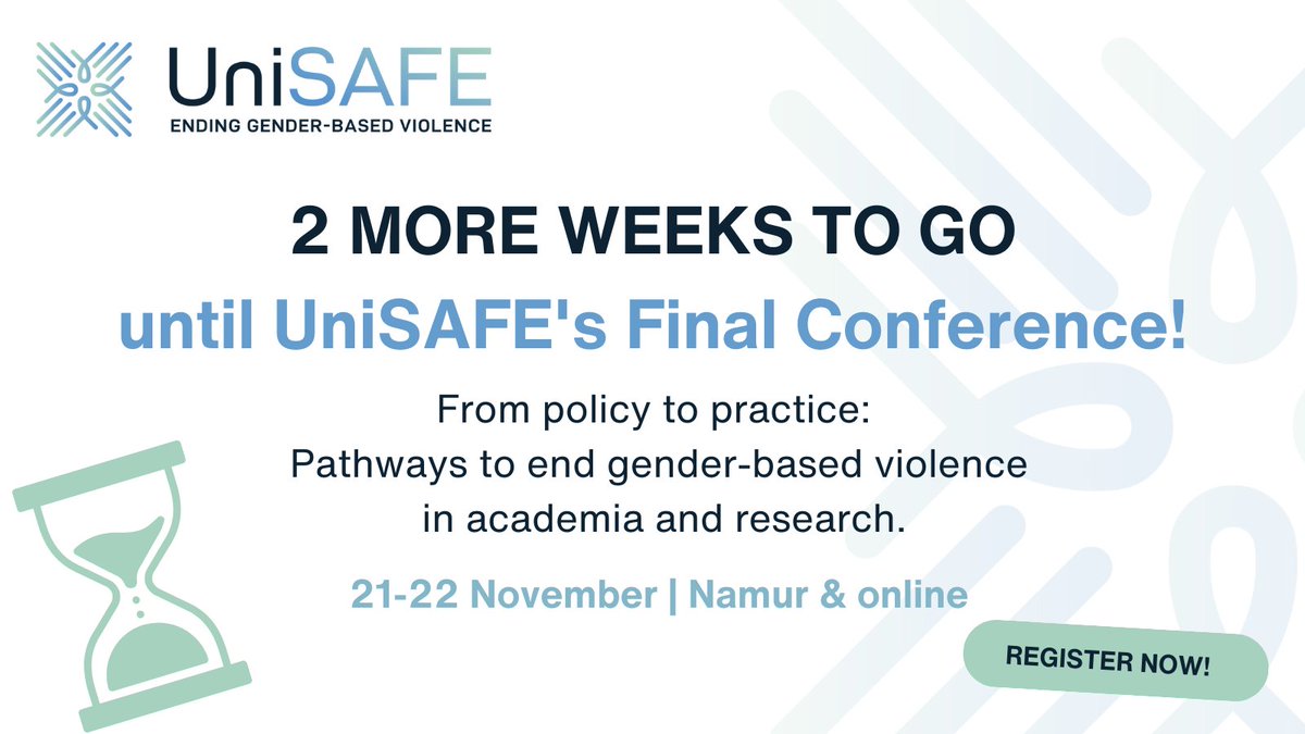 Have you registered for the UniSAFE final conference? If not, we've extended deadline to in-person registration to 13. Nov and have a few seats left. Join us to learn more about the crucial role that institutional policies play in ending #GBV in academia: unisafe-gbv.eu/events/final-c…
