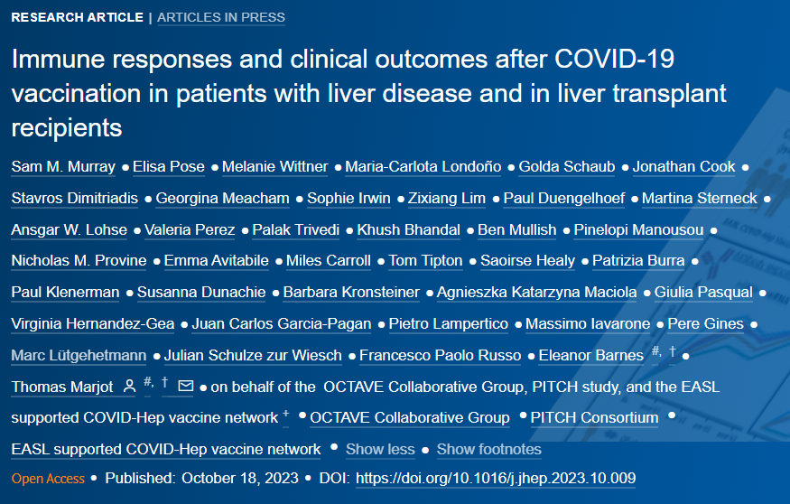 Journal of Hepatology (@jhepatology) on Twitter photo 🆕Article in press❕
Immune responses and clinical outcomes after COVID-19 vaccination in patients with #liverdisease and in #livertransplant recipients
Read it here👉journal-of-hepatology.eu/article/S0168-…
<a href="/SamMurray13/">Sam Murray</a>
<a href="/EleanorBarnesOx/">Ellie Barnes 🚵♀️</a>
<a href="/tom_marjot/">Tom Marjot</a>
#LiverTwitter 🆕Article in press❕
Immune responses and clinical outcomes after COVID-19 vaccination in patients with #liverdisease and in #livertransplant recipients
Read it here👉journal-of-hepatology.eu/article/S0168-…
<a href="/SamMurray13/">Sam Murray</a>
<a href="/EleanorBarnesOx/">Ellie Barnes 🚵♀️</a>
<a href="/tom_marjot/">Tom Marjot</a>
#LiverTwitter