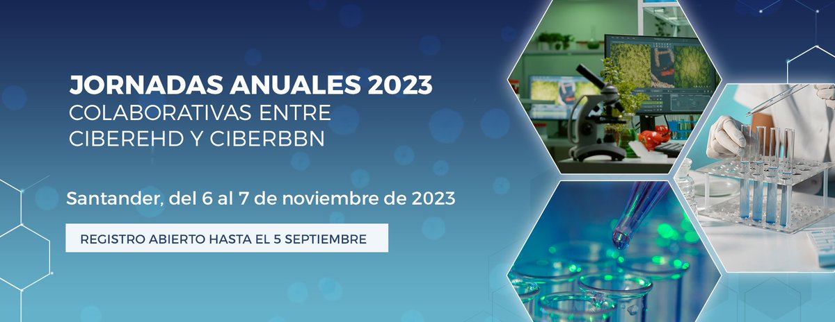 🤝Hoy y mañana se celebran #jornadasAnuales conjuntas @CIBERBBN y @CIBERehd en #Santander 
👉2 días para profundizar en posibilidades de #colaboración entre áreas 
#investigación #Salud 
#bioingeniería #biomateriales #nanomedicina #Hepáticas #Digestivo 
➕jornadasanuales-bbn-ehd.ciberisciii.es