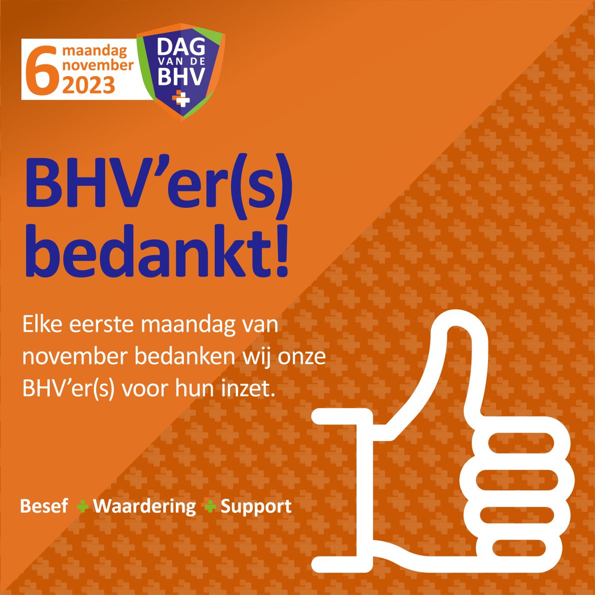 👏👷‍♀️👷‍♂️ Vandaag is het de #DagVanDeBHV! Een mooi moment om BHV'ers in uw organisatie in de schijnwerpers te zetten en ze te bedanken voor hun onmisbare inzet!
