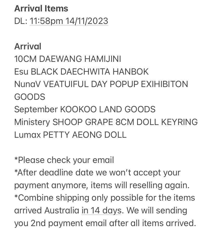 ACB_Noncrunchy's tweet photo. 【Shipment Updates 】📦
DL: 11:58pm 14/11/2023

📍Please check your email 
📍We only keep your items in 7 days 
📍If you didn’t received your email from us, please DM as soon as possible

Any questions please DM @ACB_Noncrunchy or @acrunchybakery_ https://t.co/CYmtpF97s8