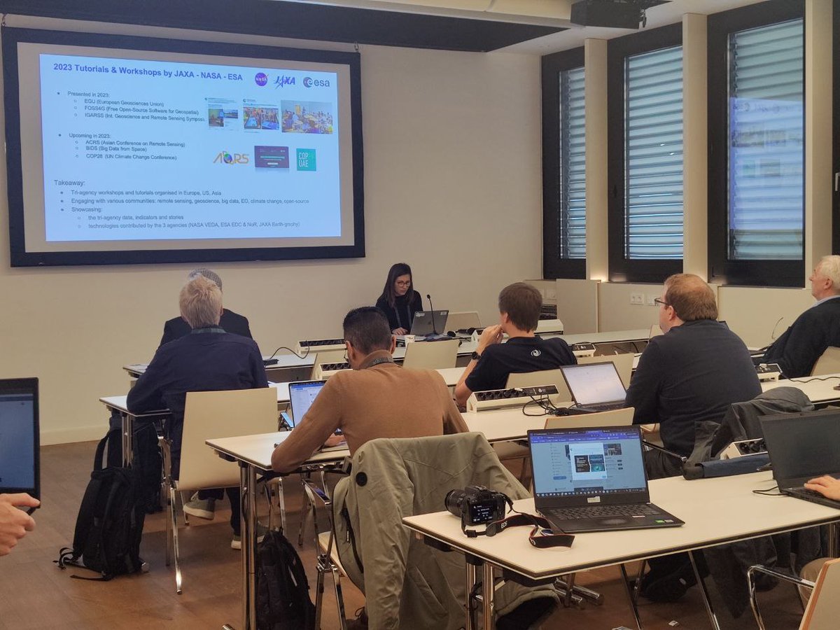 EO_OPEN_SCIENCE's tweet image. The eodashboard.org is having a dedicated session at #BiDS23 #satellite events🛰️

@ancapopescu7 is introducing #eodash: an easy-to-use tri-agency platform by @NASA-@ESA-@JAXA_en.

Anca has also shown the dashboard capabilities to for storytelling using satellite data 📖🌍