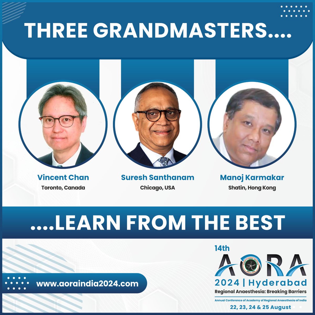 #AORA24 is the place to listen to and interact with these pioneers from the #RA world. Don't miss the opportunity!! Register today: bit.ly/3LpsDEi @mail2vincechan @SanthanamSuresh @ASRA_Society @ESRA_Society @RegionalAnaesUK @AFSRA10 @aosra_pm