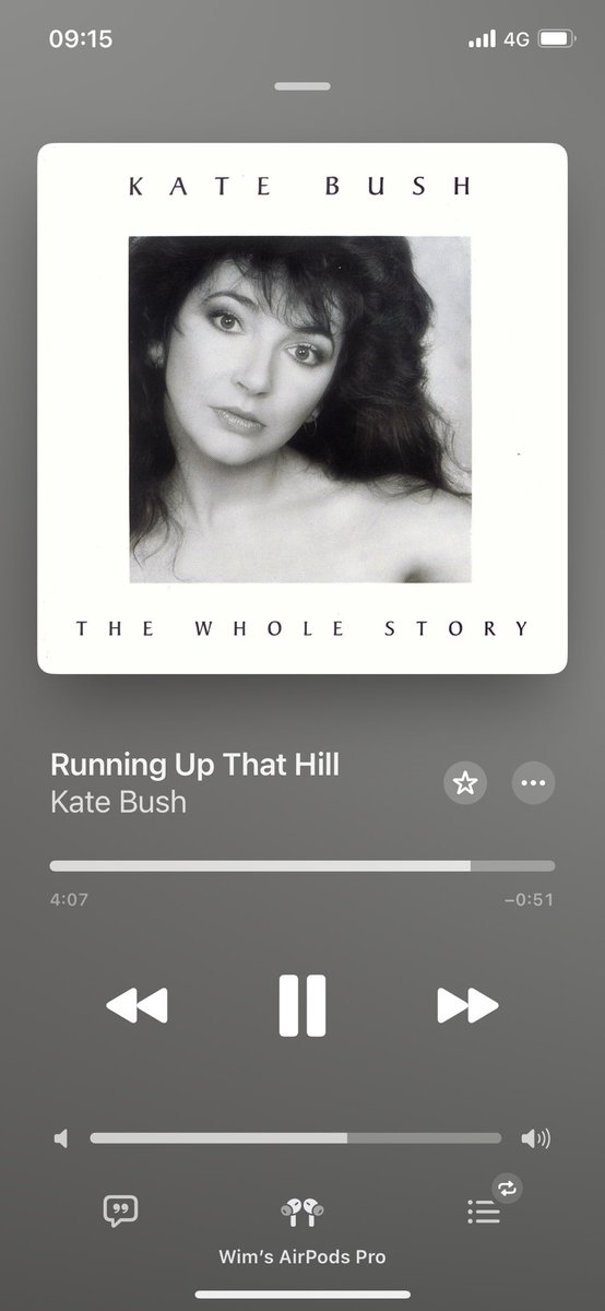 wimbor's tweet photo. When playing Running Up That Hill by @KateBushMusic on @AppleMusic I get the cover by @PLACEBOWORLD.  Album art and references are correct, but the music does not match. Anyone else having this issue? Or is this intentional? :) https://t.co/PCK953bEhL