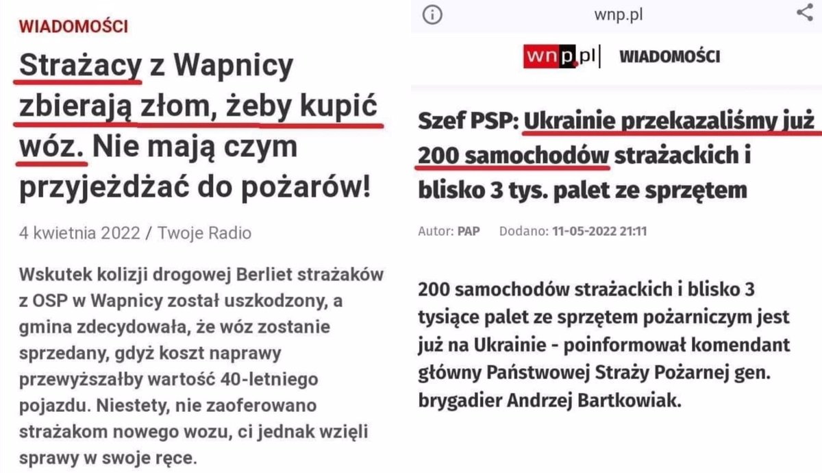 Tomasz74073193's tweet photo. @johnsmiths74 To mówisz że rządy Pis-u są dla kraju dobre? Rozdajemy za granicę sprzęt który jest potrzebny w kraju.  
A strażacy będą zbierać złom żeby kupić używany sprzęt u zachodnich sąsiadów. Jesteśmy potęgą https://t.co/VSHkrA2wG6