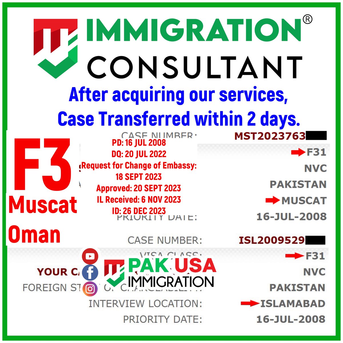 PakUSAImmigrant's tweet photo. F3 Visa INTERVIEW UPDATE at US Embassy MUSCAT OMAN.
#usimmigration #PakUSAImmigration #MJImmigrationConsultant #PakUSImmigration #USVisa #NVC #immigrationconsultant #USEmbassy #immigration #ImmigrationExperts #ImmigrationConsultancy #ImmigrationUSA #ImmigrationHelp #USImmigrant https://t.co/eJ4NpWJNS3