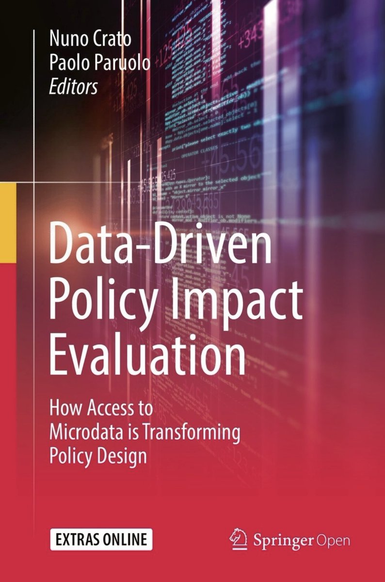 Hi #EconTwitter! 📈

Interested in 𝐩𝐨𝐥𝐢𝐜𝐲 𝐞𝐯𝐚𝐥𝐮𝐚𝐭𝐢𝐨𝐧 based on 𝐦𝐢𝐜𝐫𝐨𝐝𝐚𝐭𝐚? 📊 

If you missed it, check out this free book by the @EU_CommissionJRC team (<a href="/CratoNuno/">Nuno Crato</a>, <a href="/ParuoloPaolo/">Paolo Paruolo</a> &amp; C).  

A valuable look 📷at administrative microdata use, for policymakers,