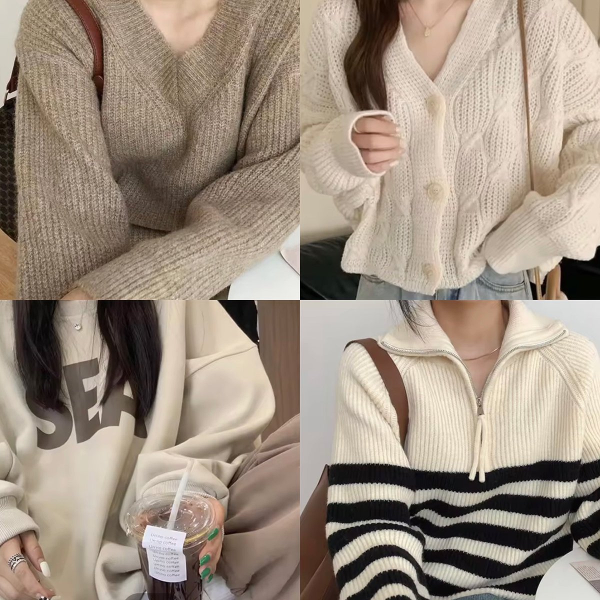 11.11 เธรดรวมพิกัดสเวตเตอร์น่ารักคุมโทน เน้นสีขาว ครีม เบจ เหมาะจะเป็น Airport Look เป็นที่สุด ⛅️