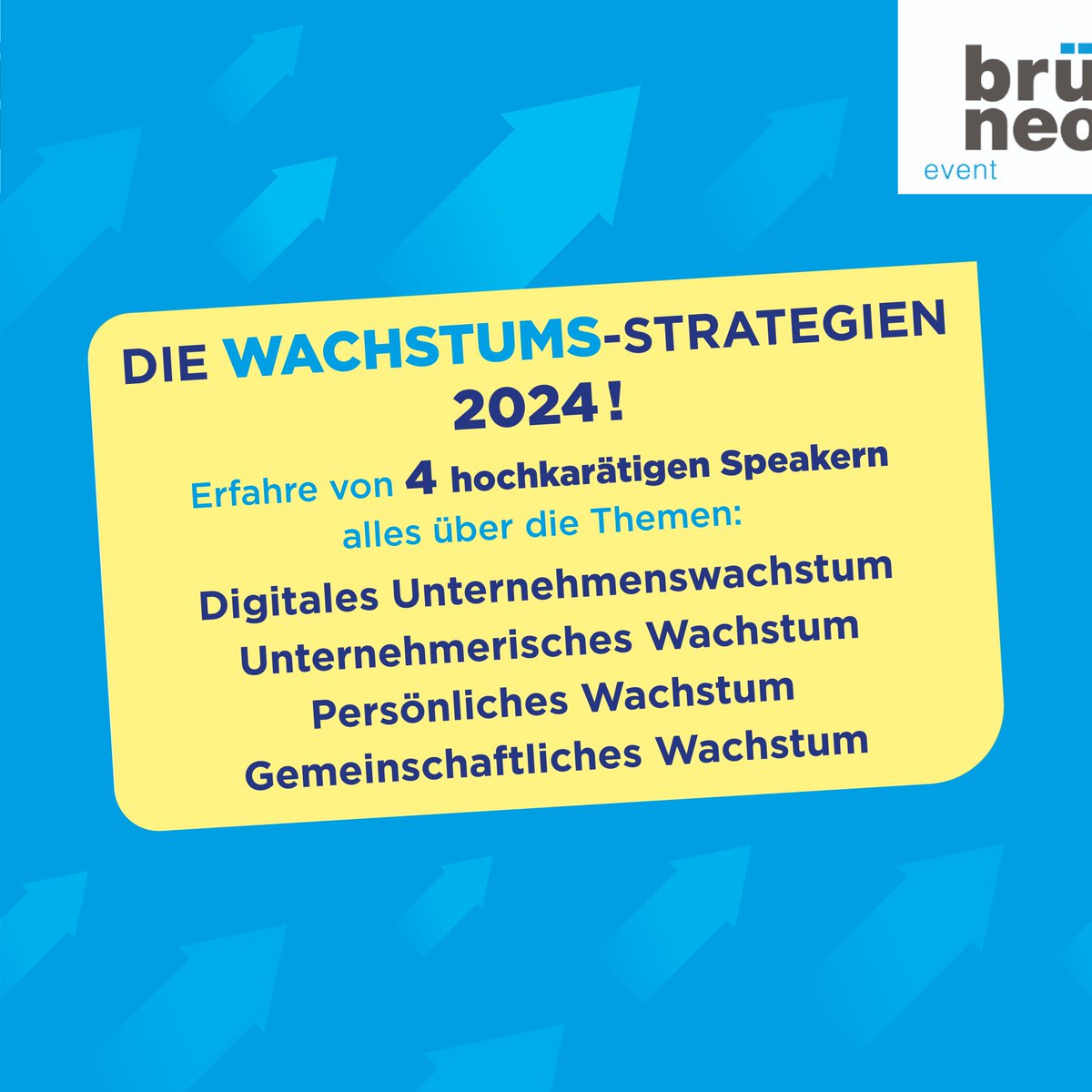 brueneo's tweet photo. ❤️ Wachstumsstrategien 2024  17.11.2023, ab 15:00 Uhr
Buche jetzt Dein Ticket und sichere Dir einen Platz bei diesem unvergesslichen Event!
https://t.co/PEhalnbBHR
BRÜNEO Event Spaces
Marie-Curie-Str. 3
50321 Brühl
02232 7013-0
#meineventspace #brühl https://t.co/7HIEIE8a3b