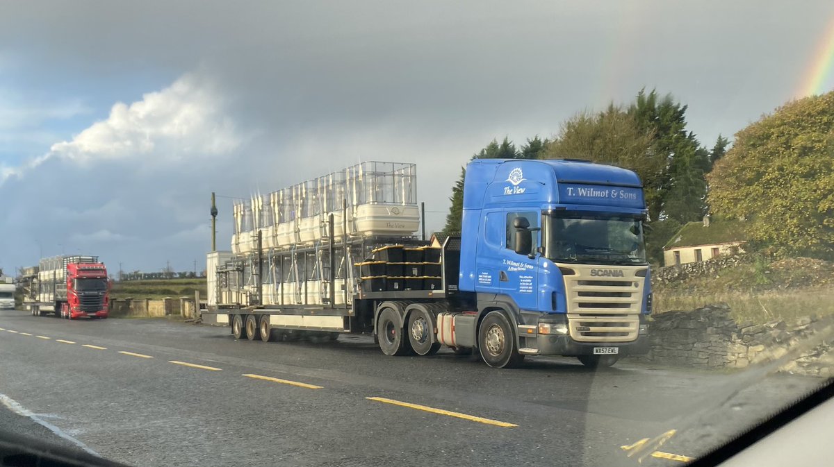 Happiness on the edge of town - the holidays are coming, the holidays are coming. The cabins for the <a href="/GalwayChristmas/">Christmas Market Galway</a> parked on the Tuam Road in readiness for the market which opens on Friday right outside the <a href="/galwayad/">Galway Advertiser</a> HQ.
