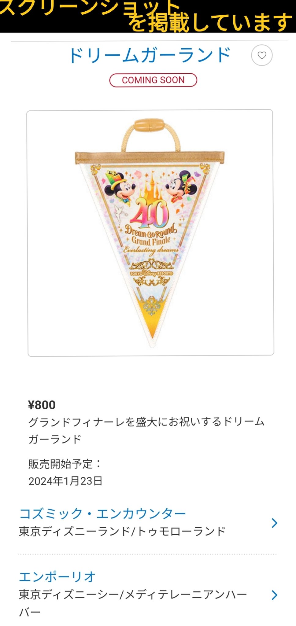 ガーランド どぎつく ディズニー 40周年 バッグチャーム
