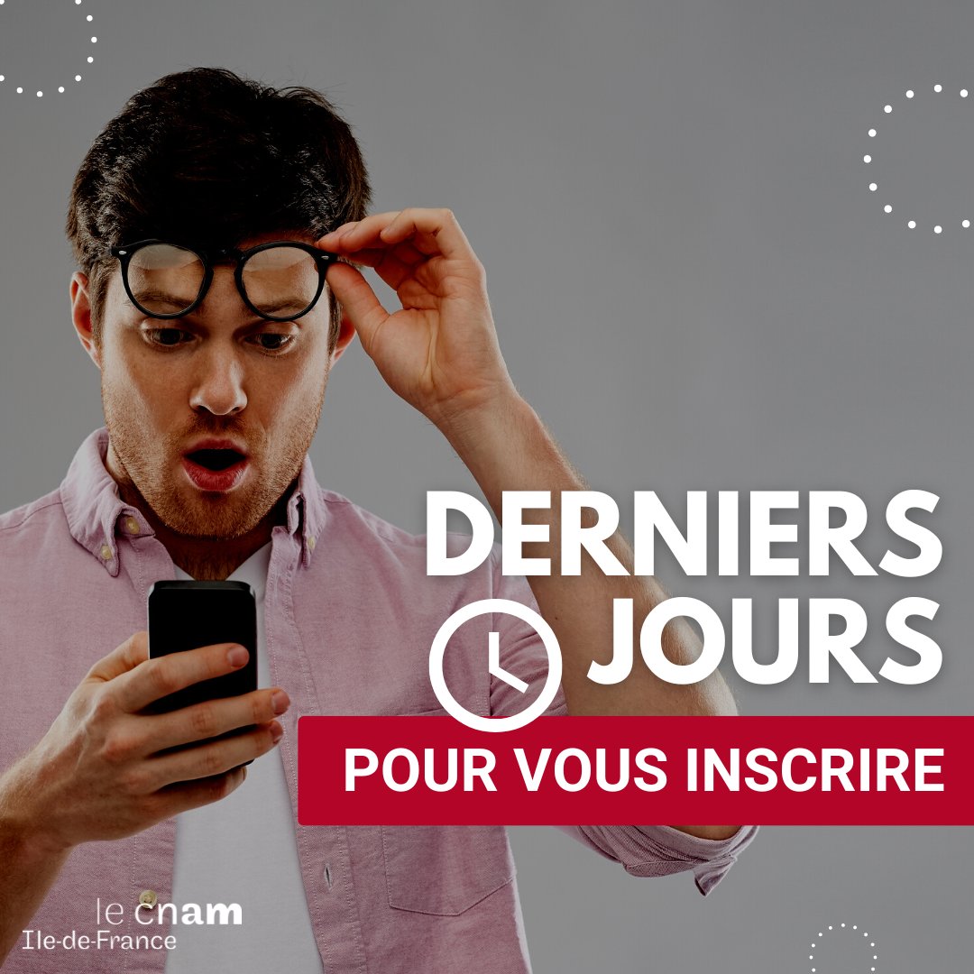 [FORMATIONS OUVERTES A DISTANCE]
Vous souhaitez vous former, obtenir un diplôme ?
Il ne vous reste plus que quelques jours pour vous inscrire à l’une de nos nombreuses formations : cnam-idf.fr/formations/hor…