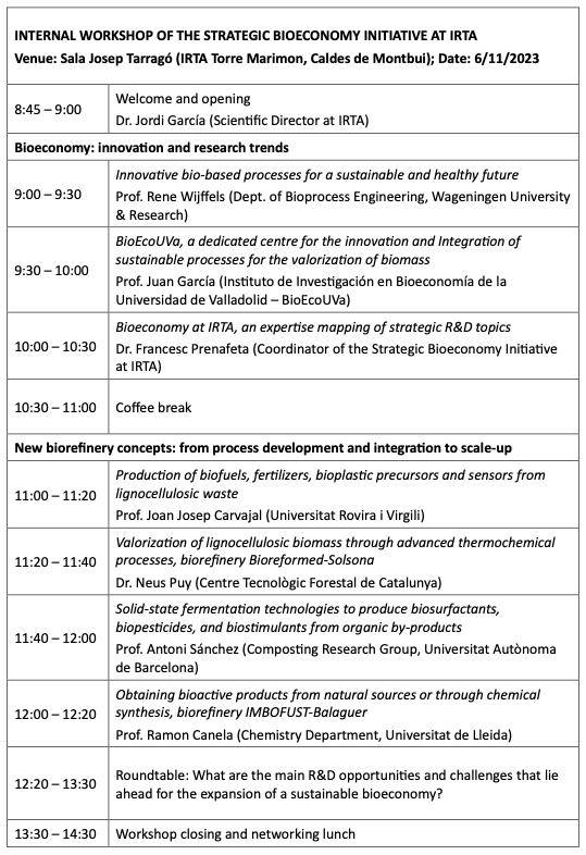 BioEcoUVa's tweet photo. Today, our colleague Juan García Serna is representing us at the Workshop of the Strategic Bioeconomy Initiative at the Institute of Agrifood Research and Technology (@irtacat). 🌱 Exciting discussions and innovation ahead! 

#Bioeconomy #Research #Innovation #PressTech https://t.co/KueNJEt7jP