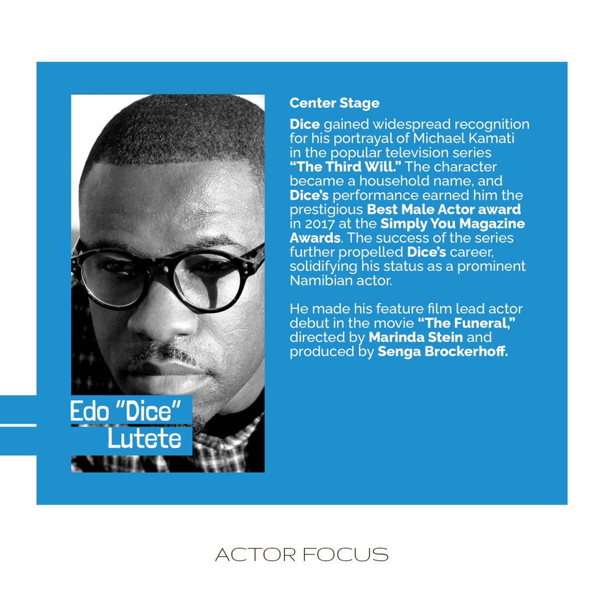 Namibia_F_C's tweet image. Introducing our November Actor Focus - Edo Lutete or as you know him DICE. 🎬

Actor, rapper and songwriter, Dice, will be sharing his journey, favourite roles, mentors and so much more in this month's #actorfocus feature with NFC.

#actorfocus #namibianactors #namibianstories