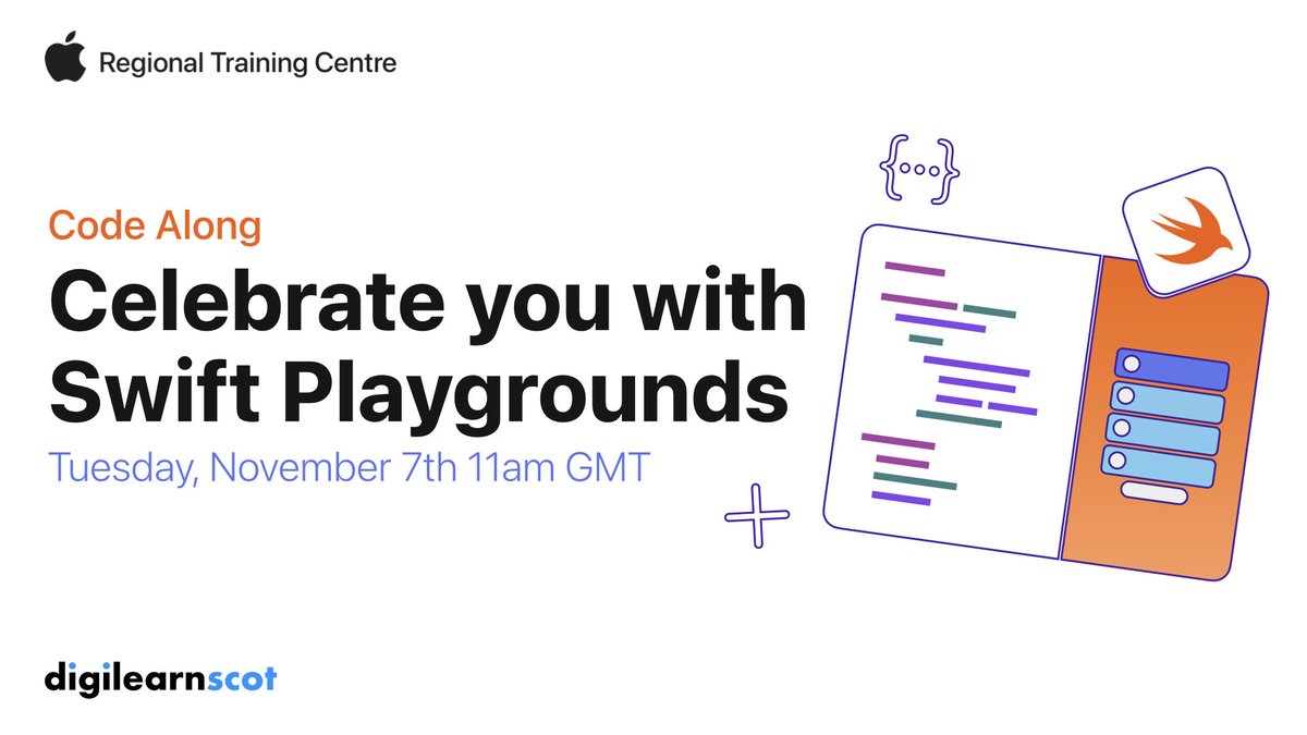 DigiLearnScot's tweet image. As part of #CSScot23 join @MsLuss to Celebrate You with a #SwiftPlaygrounds Code Along tomorrow at 11am GMT.

Check the link below to find out more. 

bit.ly/470JVR5

#AppleEDUChat #AppleEDUCommunity #EveryoneCanCode #AppleRTC #DigiLearnScot