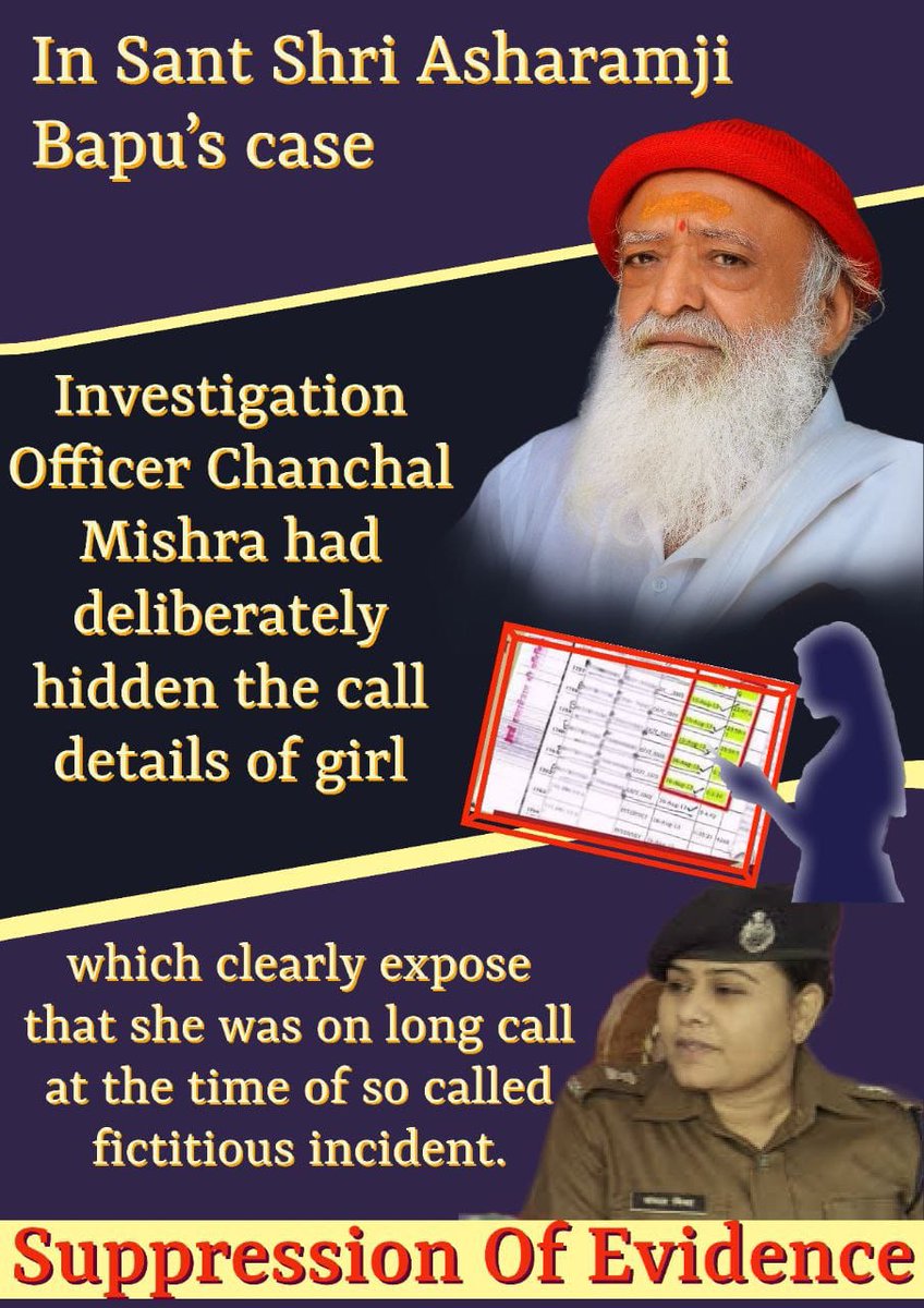 Asaram Bapu Case का
Andekha Sach - बालिग लड़की का रेप आरोप झूठा है लड़की की मेडिकल व लेबोरेट्री रिपोर्ट में एक Single Scratch तक नही मिला बॉडी पर और फिर भी
Media Trial देखिये ये उछाला की लड़की रेप विक्टिम है। ☹️
#TheFlipSide