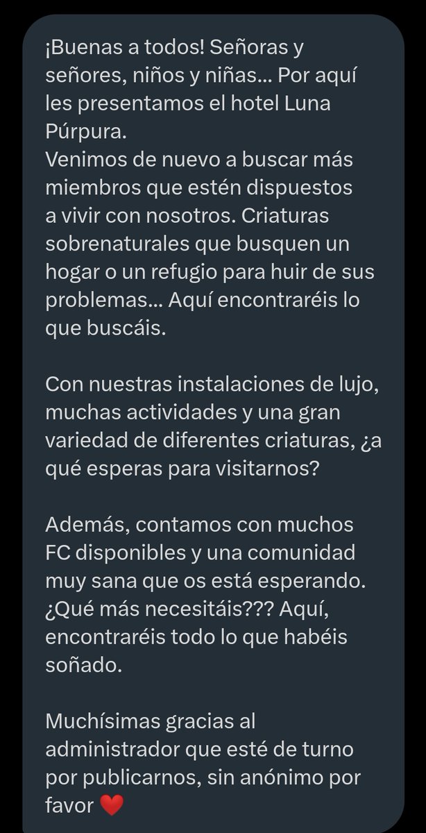 😉 Tienen FC disponibles, y muchas actividades variadas 

<a href="/HLPRol/">𝙃𝙤𝙩𝙚𝙡 𝙇𝙪𝙣𝙖 𝙋𝙪𝙧𝙥𝙪𝙧𝙖 - OFF</a>